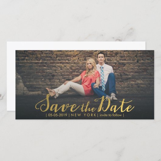 Goldfolie Save the Date Fotokarten überlagern (Vorne/Hinten)