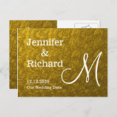 Goldfolie Save the Date Mit Monogramm Ankündigungspostkarte (Vorne/Hinten)