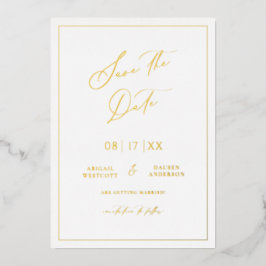 Goldfolie Save the Date Moderne Einladungskarte Folieneinladung
