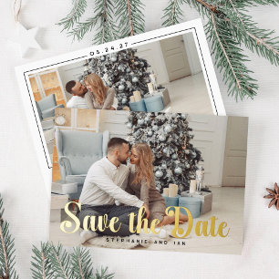 Goldfolie Save The Date Weihnachtskarte Folien Feiertagspostkarte