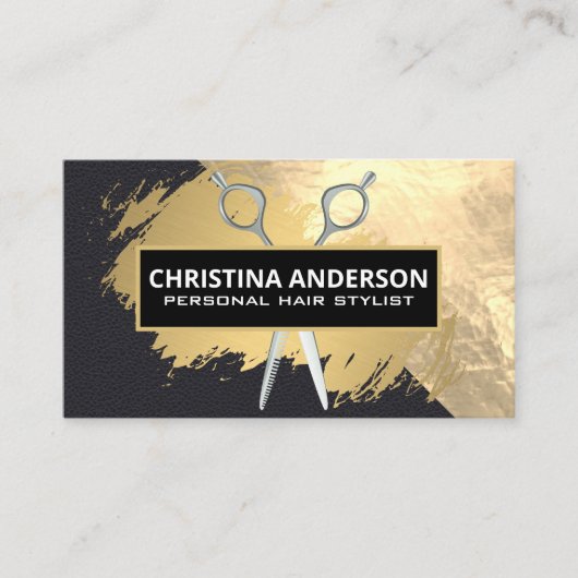 Goldfolie | Schere | Gold gebürstet Visitenkarte (Vorderseite)