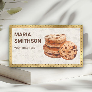 Goldfolie Schokoladen Chip Cookies Bäckerei Visitenkarte