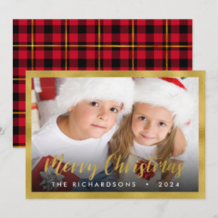 Goldfolie Schrift Frohe Weihnachten Familienfoto
