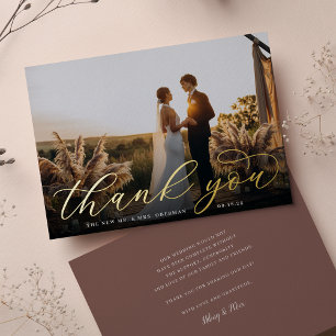 Goldfolie-Schrift Hochzeitsfoto Dankeskarten Folieneinladung
