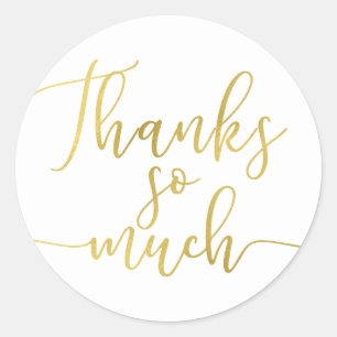 Goldfolie Schriftart Vielen Dank Danke vielmals Runder Aufkleber