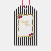 Goldfolie Schwarz-Weiß Streifen Rose Blumenegel Geschenkanhänger (Vorderseite)