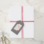 Goldfolie Schwarz-Weiß Streifen Rose Blumenegel Geschenkanhänger (Mit Garn)