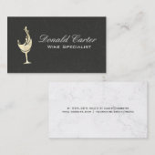 Goldfolie | Schwarze Textur-Marmor Visitenkarte (Vorne/Hinten)