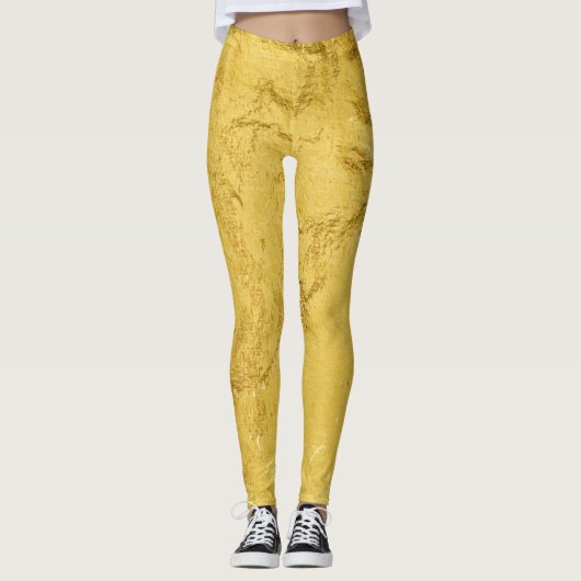 Goldfolie: Shiny Abstrakt Texture Leggings (Vorderseite)