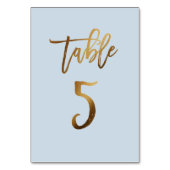 Goldfolie staubblaue Hochzeitsstiftung Tischnummer (Rückseite)