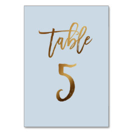 Goldfolie staubblaue Hochzeitsstiftung Tischnummer