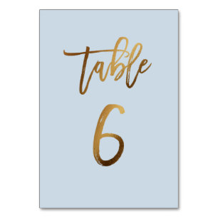 Goldfolie staubblaue Hochzeitsstiftung Tischnummer