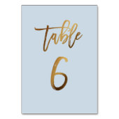Goldfolie staubblaue Hochzeitsstiftung Tischnummer (Rückseite)