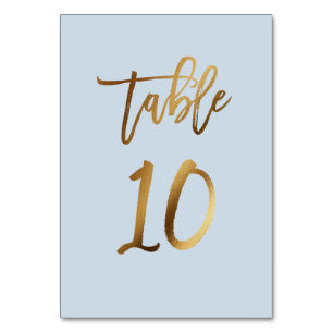 Goldfolie staubblaue Hochzeitsstiftung Tischnummer