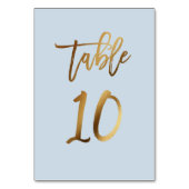 Goldfolie staubblaue Hochzeitsstiftung Tischnummer (Rückseite)