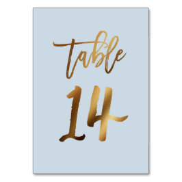 Goldfolie staubblaue Hochzeitsstiftung Tischnummer