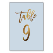 Goldfolie staubblaue Hochzeitsstiftung Tischnummer (Rückseite)