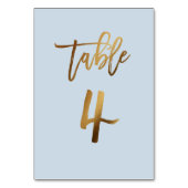 Goldfolie staubblaue Hochzeitsstiftung Tischnummer (Rückseite)
