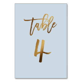 Goldfolie staubblaue Hochzeitsstiftung Tischnummer