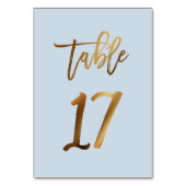 Goldfolie staubblaue Hochzeitsstiftung Tischnummer (Rückseite)