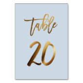 Goldfolie staubblaue Hochzeitsstiftung Tischnummer (Rückseite)
