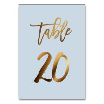 Goldfolie staubblaue Hochzeitsstiftung Tischnummer