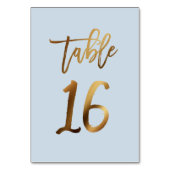 Goldfolie staubblaue Hochzeitsstiftung Tischnummer (Rückseite)