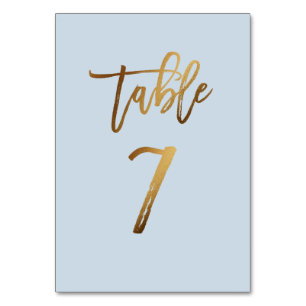 Goldfolie staubblaue Hochzeitsstiftung Tischnummer
