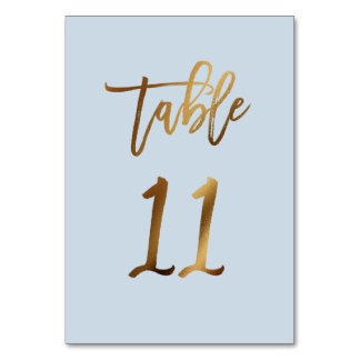 Goldfolie staubblaue Hochzeitsstiftung Tischnummer