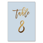 Goldfolie staubblaue Hochzeitsstiftung Tischnummer (Rückseite)