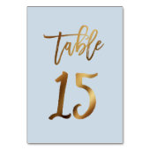 Goldfolie staubblaue Hochzeitsstiftung Tischnummer (Rückseite)
