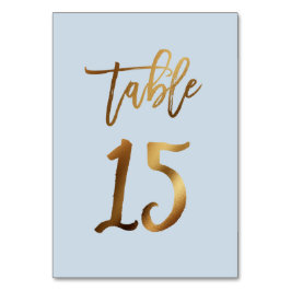 Goldfolie staubblaue Hochzeitsstiftung Tischnummer