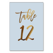 Goldfolie staubblaue Hochzeitsstiftung Tischnummer (Rückseite)