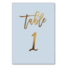 Goldfolie staubblaue Hochzeitsstiftung Tischnummer