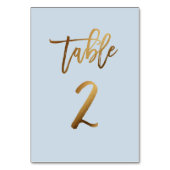 Goldfolie staubblaue Hochzeitsstiftung Tischnummer (Rückseite)