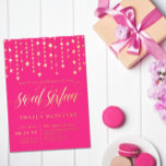 Goldfolie Sterne - 16 . Geburtstag<br><div class="desc">Heiß rosa und goldene 16 . Geburtstag Einladung mit einem Wirblen Drehbuch und goldenen Sternen. Heiß rosa süße 16 Einladung mit Goldfolie.</div>
