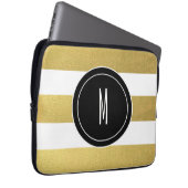 GOLDfolie STRIPES %PIPE% SCHWARZES MONOGRAMM Laptopschutzhülle (Vorne Rechts)