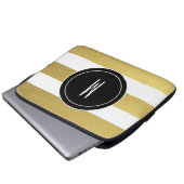GOLDfolie STRIPES %PIPE% SCHWARZES MONOGRAMM Laptopschutzhülle (Vorne Knopf)