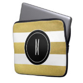 GOLDfolie STRIPES %PIPE% SCHWARZES MONOGRAMM Laptopschutzhülle (Vorderseite Links)