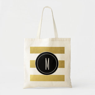 GOLDfolie STRIPES %PIPE% SCHWARZES MONOGRAMM Tragetasche