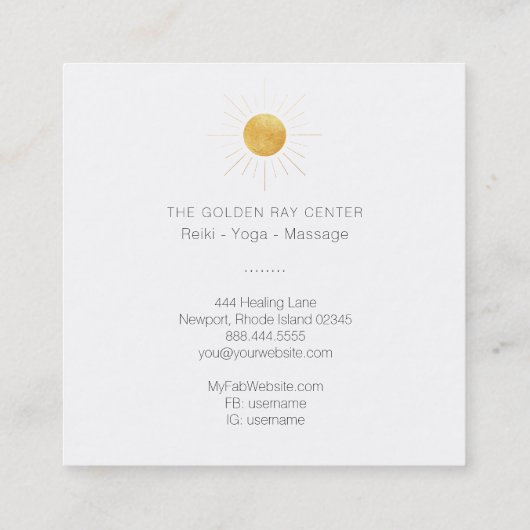*~* Goldfolie Sun und goldene Quadratische Visitenkarte (Rückseite)