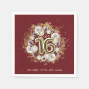 Goldfolie Sweet 16 Geburtstagsballons Party Burgun Serviette