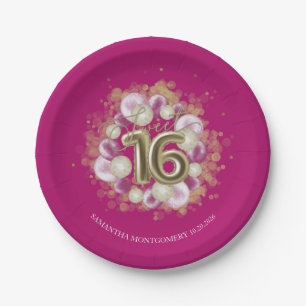 Goldfolie Sweet 16 Geburtstagsballons Party Hot Pi Pappteller