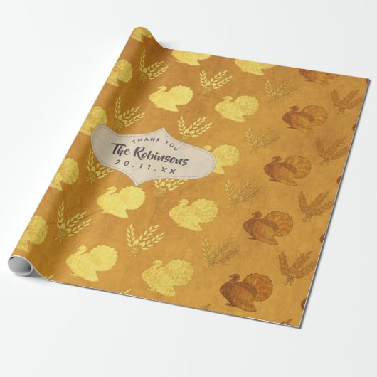 Goldfolie Thanksgiving Geschenkpapier (Ungerollt)
