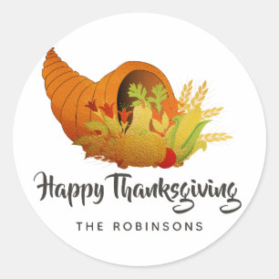 Goldfolie Thanksgiving Runder Aufkleber