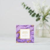 *~* Goldfolie Tief Lila Marmor Moderner Stil Quadratische Visitenkarte (Stehend Vorderseite)