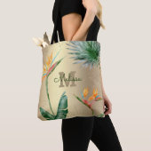 Goldfolie Tropical Island Bloral Monogram Script Tasche (Von Nahem)