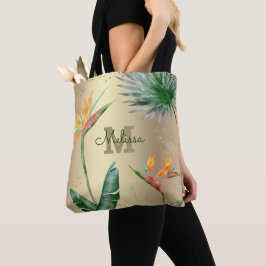 Goldfolie Tropical Island Bloral Monogram Script Tasche