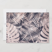 Goldfolie tropische Blätter marineblaue Monogramm  Mitteilungskarte (Rückseite)