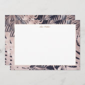 Goldfolie tropische Blätter marineblaue Monogramm  Mitteilungskarte (Vorne/Hinten)